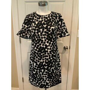 Trina Turk Black & White Paint Brush Patterned Short Sleeve Dress, Size 6 (US)